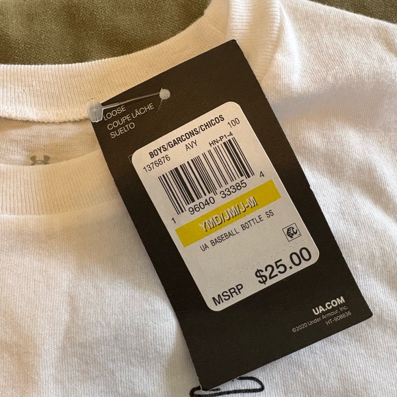 Under Armour Kids White Tee with Baseball Blue Crab Design - Picture 3 of 3